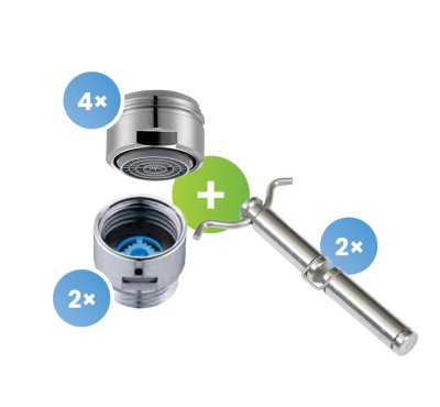Akční rodinný set úspory vody – 4× perlátor, 2× sprchový omezovač, 2× water stop (až 90 000 l ročně)