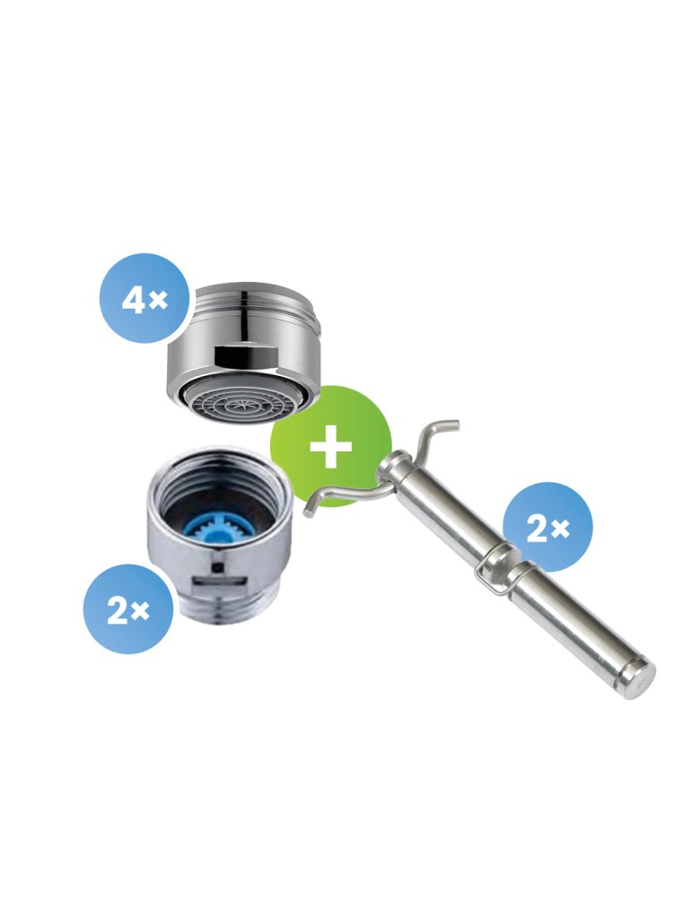 Akční rodinný set úspory vody – 4× perlátor, 2× sprchový omezovač, 2× water stop (až 90 000 l ročně)